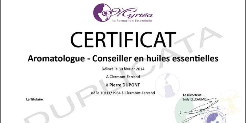Examen Aromatologue Myrtéa - Le 21 septembre 2026 - CLERMONT-FERRAND (63)
